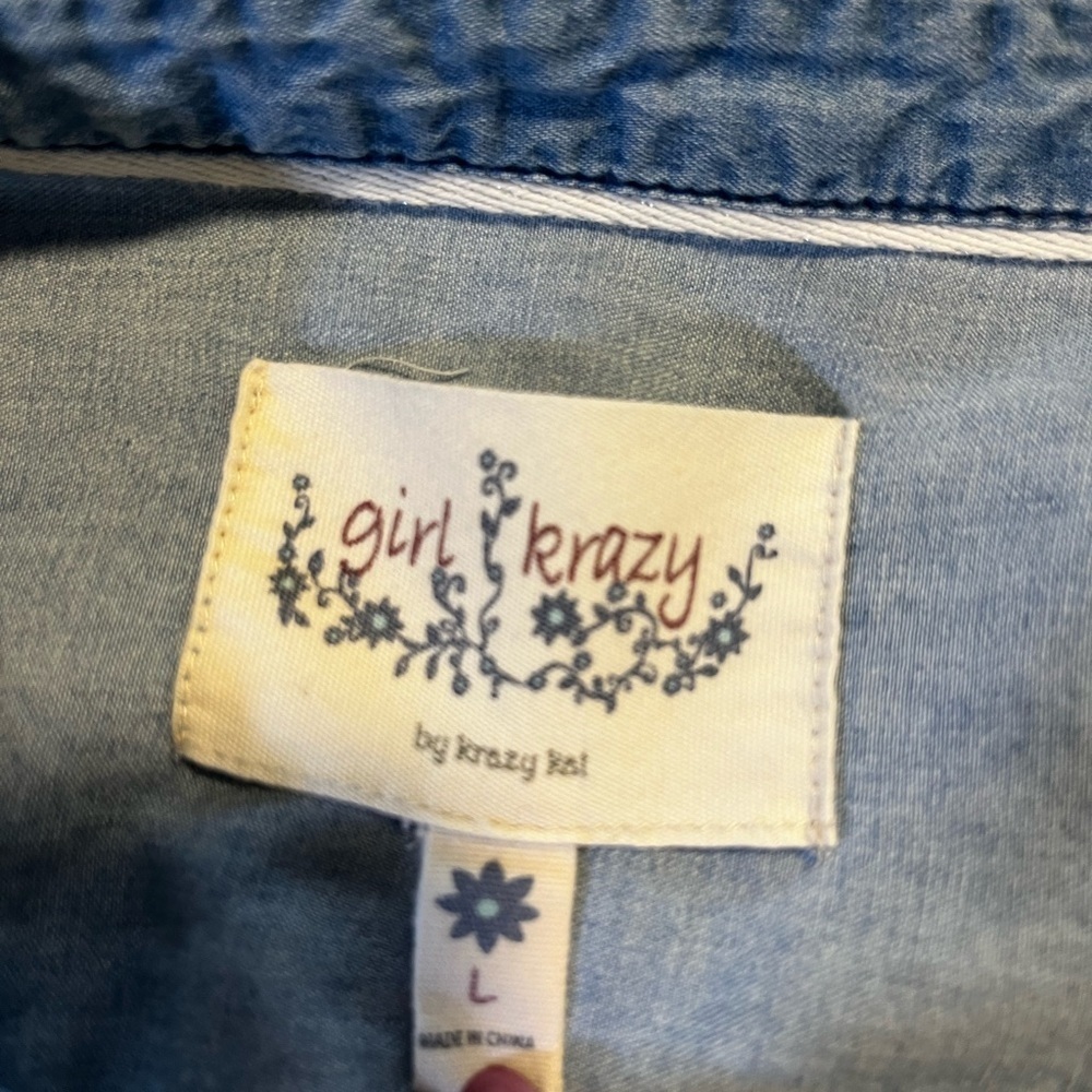 Girl Krazy Light Blue Denim Men's Shirt - Picture 2 of 4